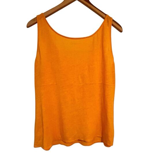 Eileen Fisher 100% Linen Tank Top Women’s Large Orange Relaxed Fit Flowy - Picture 2 of 6
